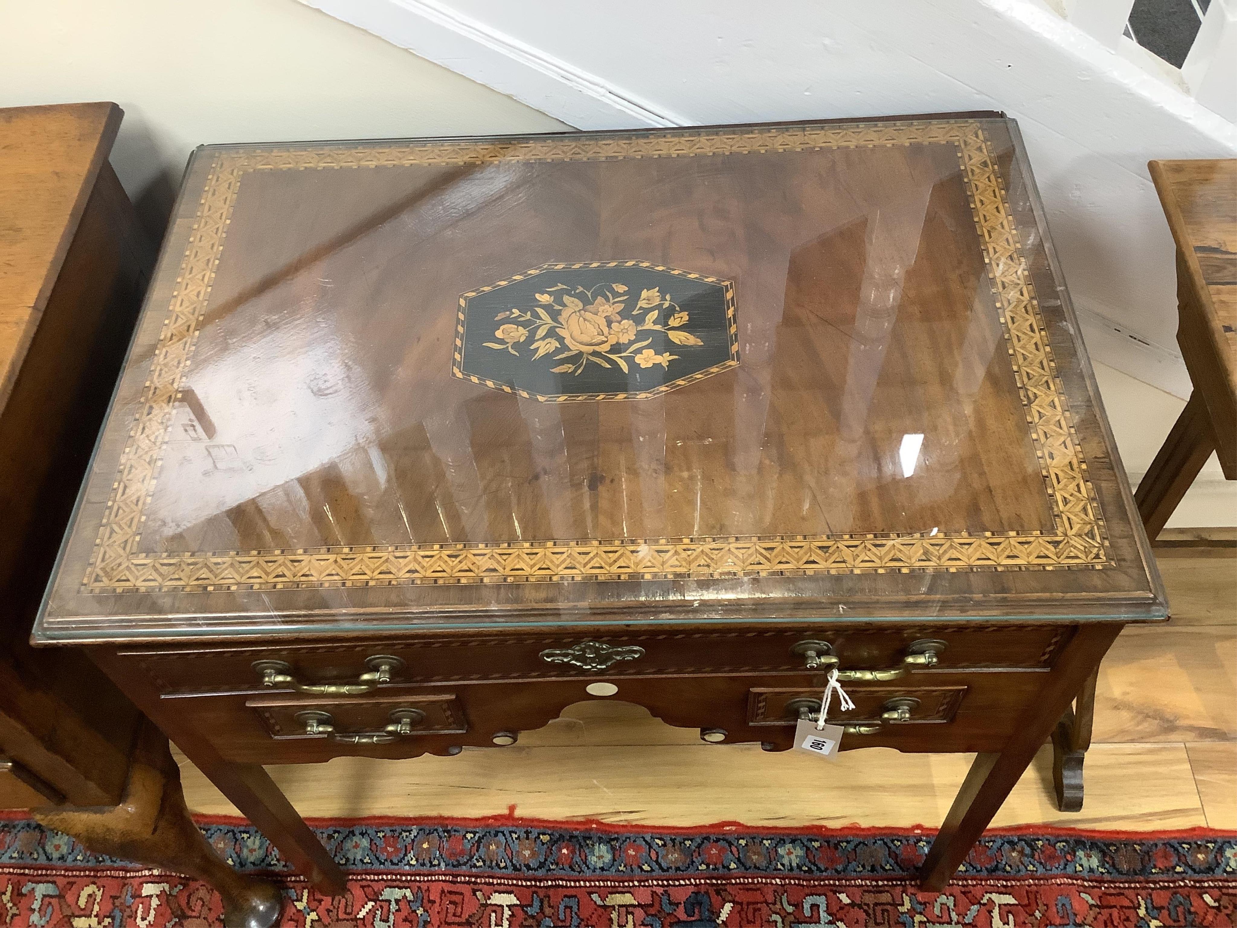 A 19th century later inlaid mahogany lowboy, width 76cm, depth 50cm, height 72cm. CITES Submission reference BNVM3573. Condition - good
